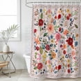 thumbnail image 6 of Pink Flowers Shower Curtain Set - Long 72" x 84" Washable Bathtub Curtain with 12 Hooks, Spring Farmhouse Floral Leaves Vintage Waterproof Fabric Stall Shower Curtains for Bathroom/Bathtub Décor, 6 of 6