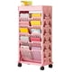 thumbnail image 4 of Estantería de almacenamiento para libros, pequeña, de gran capacidad, fácil acceso, para sala de estar, dormitorio, doble fila, 5 niveles, color rosa, 4 of 14