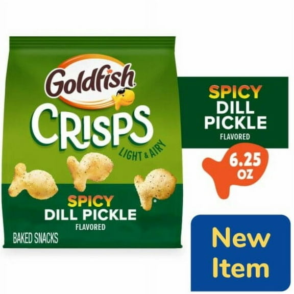Pack of 2 - Goldfish Crisps Spicy Dill Pickle Flavored Crisps Crackers 6.25 oz Packaging May Vary