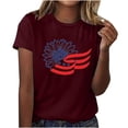 thumbnail image 2 of Wycnly Shirts for Women 4th of July Loose Fit Independence Day Patriotic Tee Tops Summer Casual Crewneck Short Sleeve Sunflower Print Ladies Blouses Wine XXXL, 2 of 4
