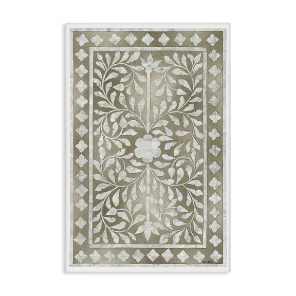 Stupell Industries Arabesque Bohemian Pattern Botanical & Floral Painting Gallery Wrapped Canvas Art Print Wall Art, 16 x 24