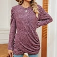 thumbnail image 6 of AherBiu Fall Casual Tops for Women Crossover Hem Ribbed Ruched Long Sleeve Tunic Tops to Wear with Leggings, 6 of 7