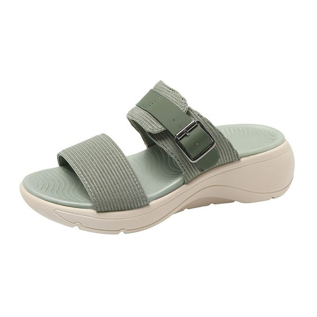 Women's Slide Sandals, Breathable Mesh Open Toe Design with Wedge Heel and Thick Bottom, All-Day Comfort for Casual Spring and Summer Wear