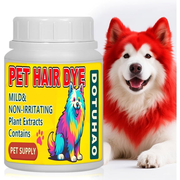 Dog Hair Dye, Red Color Pet Hair Dye, Pet Safe Dyes, Dog Hairs Coloring Agent, Fashionable DIY Pets Grooming, Easy to Use (Red, 3.5 fl oz / 100 ml)