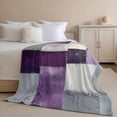 thumbnail image 2 of Throw Blanket for Couch Oil Painting Soft Fleece Flannel Blankets Cozy Lightweight Blanket for Home Sofa Living Room Purple Gray Abstract Bed Throws 50" x 60", 2 of 9