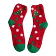 thumbnail image 1 of Mujer Niñas Navidad Lindo Coloer Raya Papá Noel Estampado Espesar Coral Fleece Keep Warm Socks Sox Fridja nalpqowj3704, 1 of 3