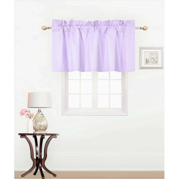Rs9 1-Piece Light Purple Lilac Swag Straight Insulated Foam Lined Blackout Rod Pocket Window Valance 38"Wx 18"L