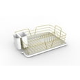 thumbnail image 2 of Michael Graves Design Deluxe Dish Rack with Gold Finish Wire and Removable Dual Compartment Utensil Holder, White/Gold, 2 of 3
