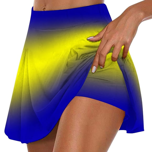 Timegard 2 in 1 Yoga Skirts for Women High Waist Athletic Golf Skorts Skirts Workout Casual Gradient Color