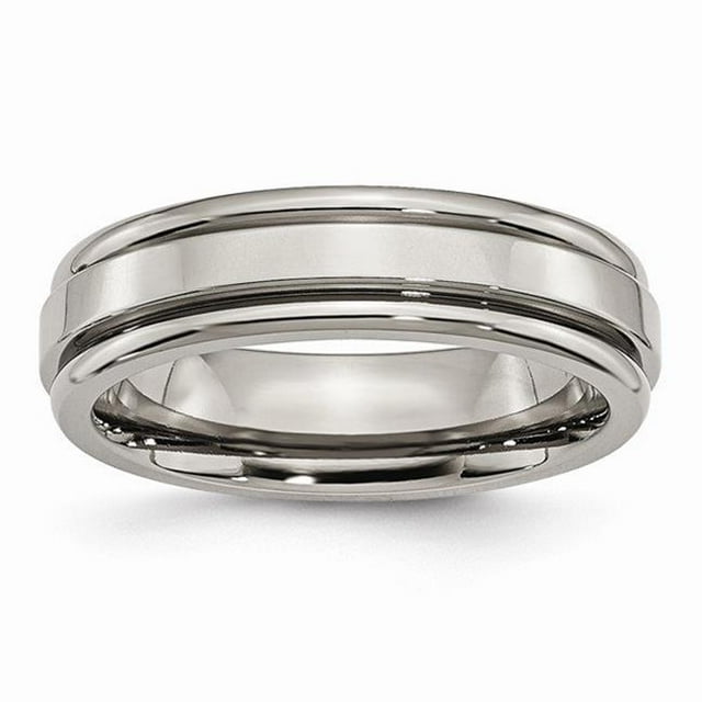 6 mm Titanium Grooved Edge Polished Band - Size 11.5