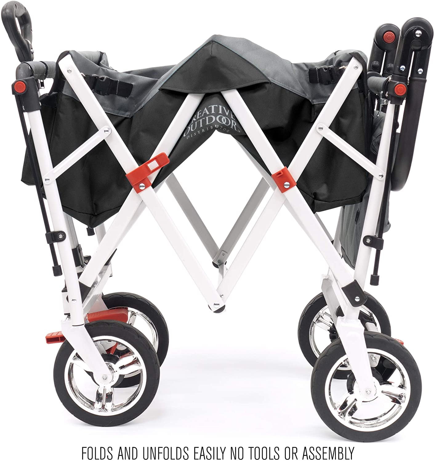 Creative Outdoor Products Push-Pull Black Collapsible Folding Wagon Stroller Cart