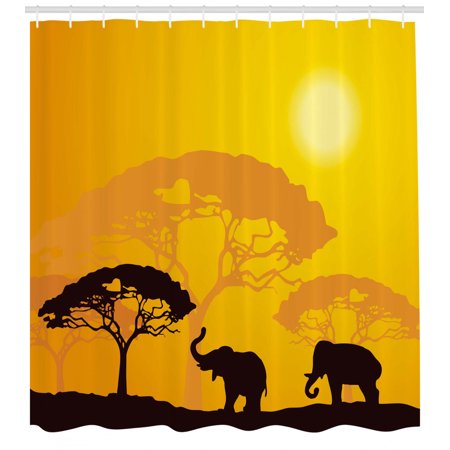 Safari Shower Curtain African Wildlife Animals Elephants Sun