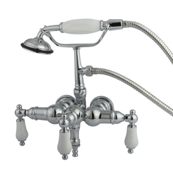 Elements Of Design Dt0201pl Triple Handle Wall Mounted Clawfoot Tub Filler - Chrome