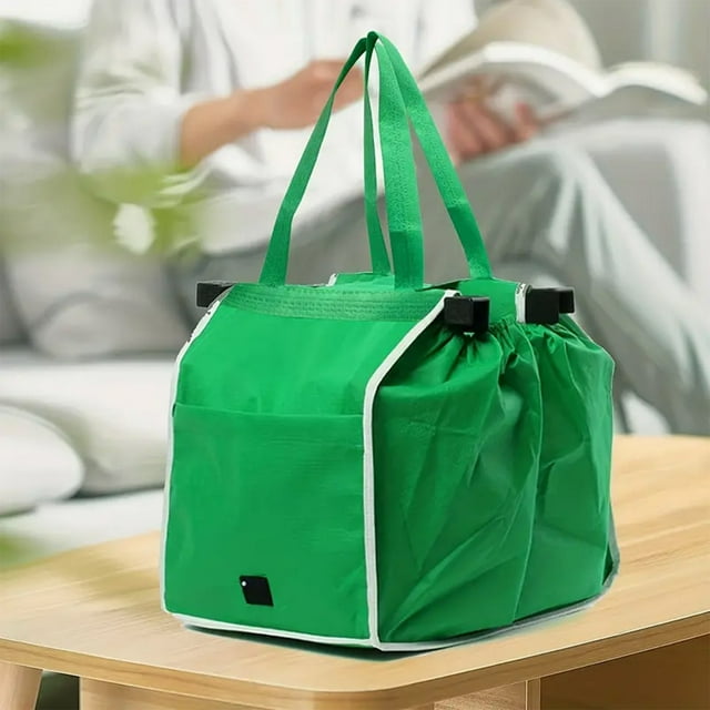 pdqouc Sac Fourre-Tout Pliable Sac à Main Grand Chariot à Pince pour Panier Épicerie Sacs de Magasinage Réutilisables Sacs de Rangement pour Aliments à Pince pour Panier Sacs de Supermarché