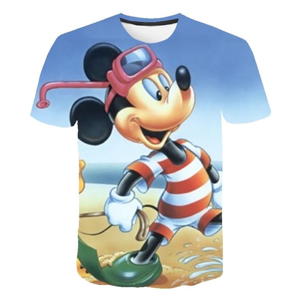 Camisetas de Mickey Mouse, ropa de verano, camisetas de moda para chicas, nuevas camisetas de manga corta informales de dibujos animados de la serie Disney 2023, camisetas 1-14Y5T Gao Jinjia LED