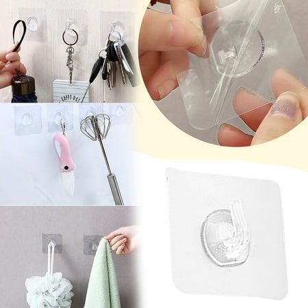 

Anti-skid Hooks Reusable Transparent Traceless Wall Hanging Hooks 25pcs Fragarn