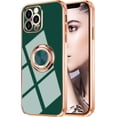 thumbnail image 2 of Compatible with Rose Gold iPhone 13 Mini Case for Women Girls Kickstand Ring Holder 360 TPU Rotation Case with Stand Plating Edge Work with Magnetic Mount Slim Luxury Girly Cover Case Green, 2 of 17