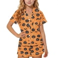thumbnail image 2 of XUNKUSGA Halloween Pajamas Set for Girls Cute Pumpkin Print 2 Piece Pjs Set for Kids Lightweight Casual Loose Short Sleeve Button Down Sleepwear Sets 5-6 Years, 2 of 2