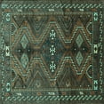 thumbnail image 1 of Ahgly Company Machine Washable Indoor Square Persian Turquoise Blue Traditional Area Rugs, 6' Square, 1 of 4