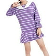 thumbnail image 2 of Ugoldhm Girls School Uniform Dress 5-13Y Collared Striped Long Sleeve Cotton Fall Dress for Kids, 2 of 9
