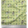 thumbnail image 1 of Soimoi polyester Crepe Fabric Dot & Penguin Ocean Print Fabric by the Yard 52 Inch Wide, 1 of 1