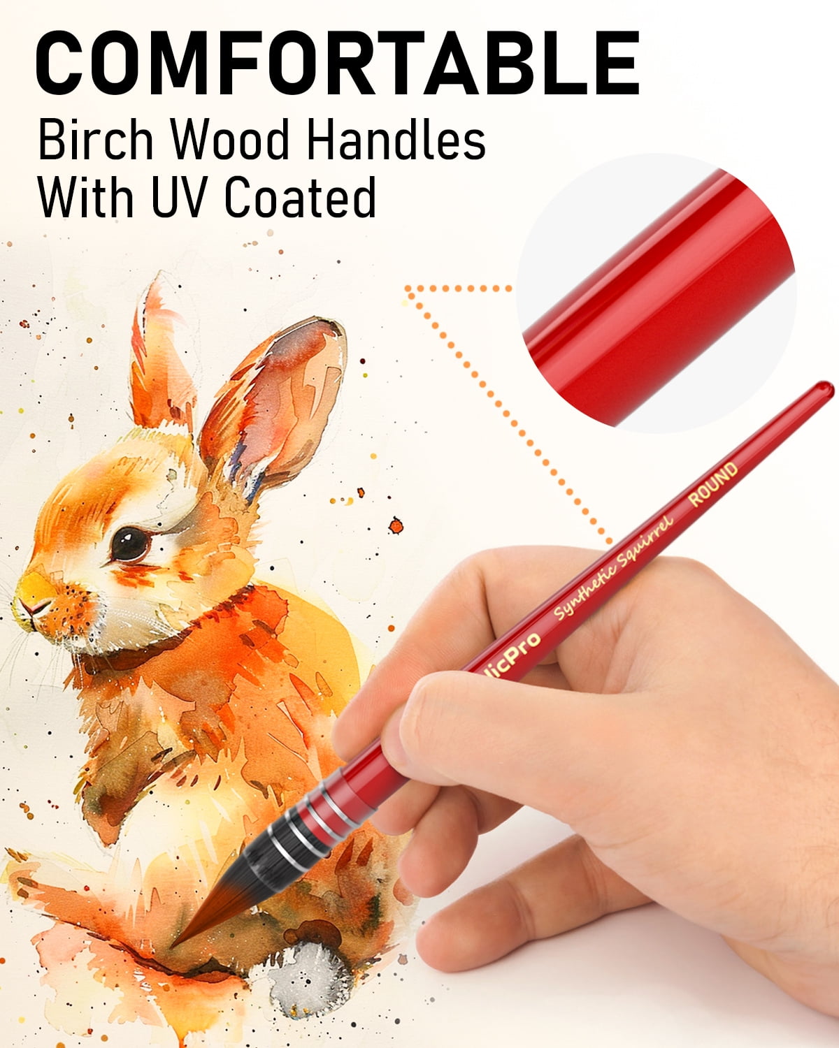 Nicpro Professional Watercolor Paint Brushes with Nylon Bag, 9PCS Mop Round Fine Tip Detail Paintbrush, Synthetic Squirrel Hair, Art Supplies Watercolor Set for Painting, Gouache, Oil - Red