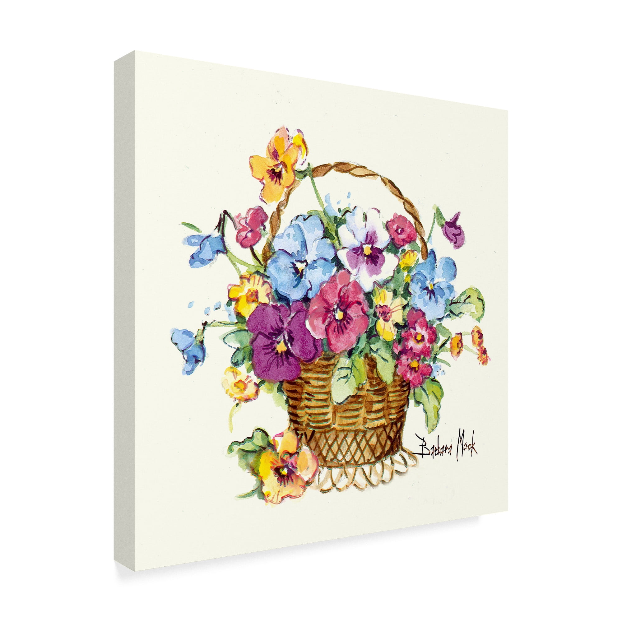Trademark Fine Art 'Pansy Basket Miniature' Canvas Art by Barbara Mock