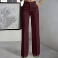 thumbnail image 2 of Dwellite Womens Dress Pants Business Casual Wide Leg Office Work Slacks Stretchy Straight High Waisted Trousers Wine XL, 2 of 6