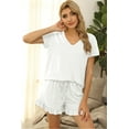 thumbnail image 3 of Women's Pajama Set Cotton Sleepwear V-Neck Short Sleeve with Shorts Nightwear, 3 of 4