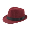 thumbnail image 2 of Walbest Men Solid Color Linen Beach Hat, Outdoor Wide Brim Fedora Felt Hat Panama Cap Boater Summer Beach Sunhat, 2 of 7