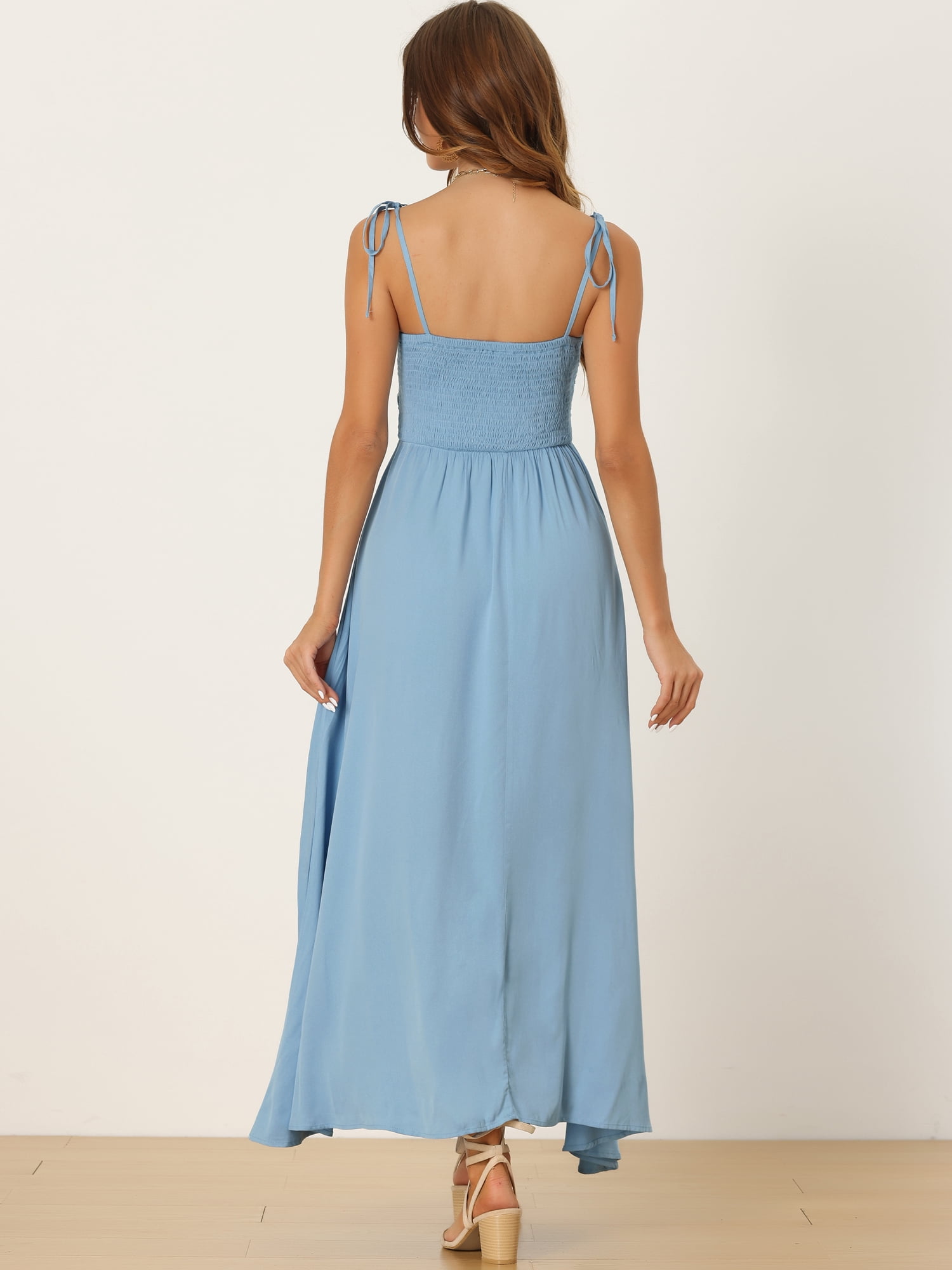 DARING DIVA Women's Boho Adjustable Spaghetti Strap Maxi Dresses XL Blue