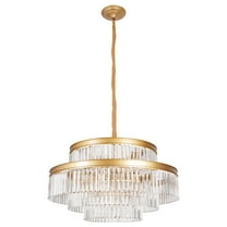 Wozzio Modern 18-Light Gold 4-Tier Chandelier Circle Tiered Chandelier for Living Room Dinning Room Foyer Bulbs Not Included