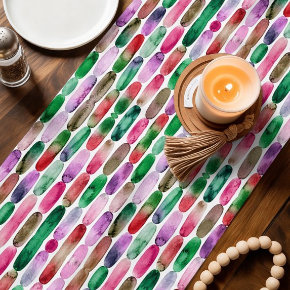 Table Runners 120 Inches Long Dress Scarves, Purple Green Farmhouse Coffee/Dining/Kitchen Table Decor Table Runner for Living Room, Ink Painting Modern Abstract Art 13x120 Inch