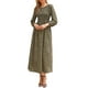 thumbnail image 1 of Vestido largo smock floral Inspire Chic para mujer, con mangas largas abullonadas, estilo A-line, vestido maxi bohemio de verano XL marrón, 1 of 6