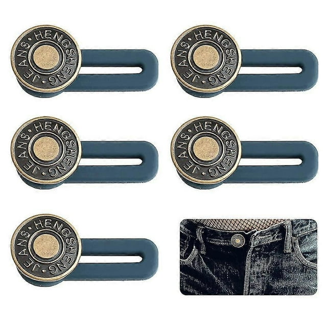 5 extensores de cintura con botón retráctil para pantalones vaqueros de hombre y mujer.