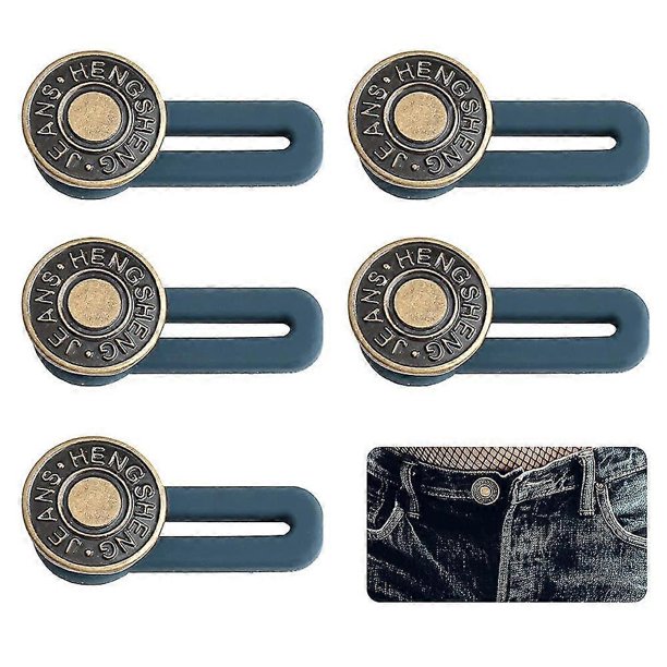 5 extensores de cintura con botón retráctil para pantalones vaqueros de hombre y mujer.