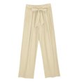 thumbnail image 3 of Sentmoon Linen Pants Women Solid Color Elastic Waist Spring Pants Oversized Relaxed Fit Straight Leg Trendy Womens Palazzo Pants Beach Items for Summer and Hot Weather Beige M, 3 of 6