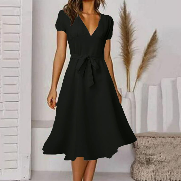 Elegant Solid Patchwork O Neck A Line Dresses(11 Colors) Elegant Solid Patchwork O Neck A Line Dresses(11 Colors)