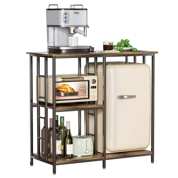 Baellsa 4-Tier Bakers Rack, Microwave Oven Stand Table, Adjustable Shelves Kitchen Storage Rack, Mini Fridge Stand for Kitchen Living Room Office