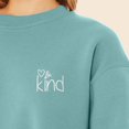 thumbnail image 5 of Dalix Be Kind Embroidered Fleece Relaxed Boxy Fit Long Sleeve Crewneck Sweatshirt Womens in Arctic Blue S Small, 5 of 5