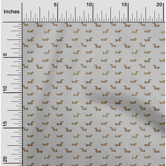 oneOone Tissu en Coton Cambric Imprimé Teckel 56 Pouces de Large