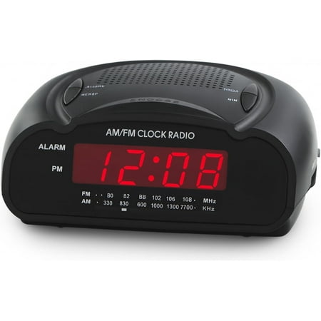 Digital Alarm Clock | AM/FM Radio with Red LED Display, Loud for Heavy Sleepers Desk or Bedside