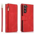 thumbnail image 2 of SaniMore Samsung Galaxy S22 Plus Case (6.6" 2022) with Zipper Wallet & Wrist Strap & Magnetic Closure Card Slots Kickstand Slim Full-around Protective Business Cover for Galaxy S22 Plus, Red, 2 of 15