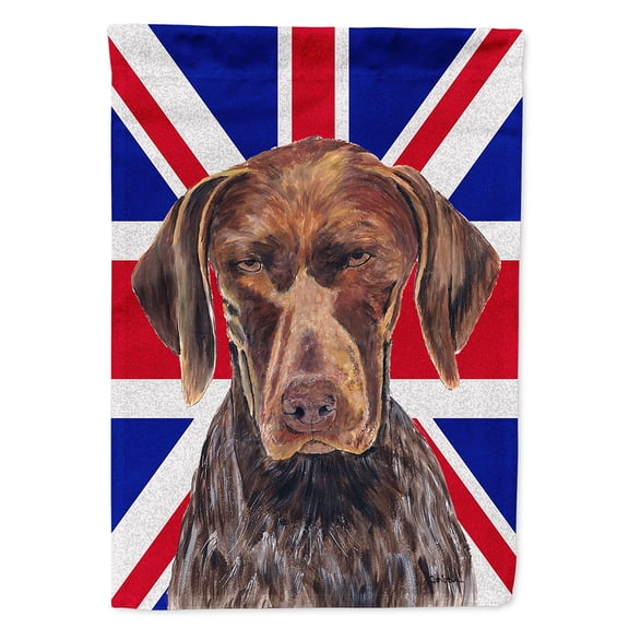 German Shorthaired Pointer with English Union Jack British Flag Flag Canvas House Size