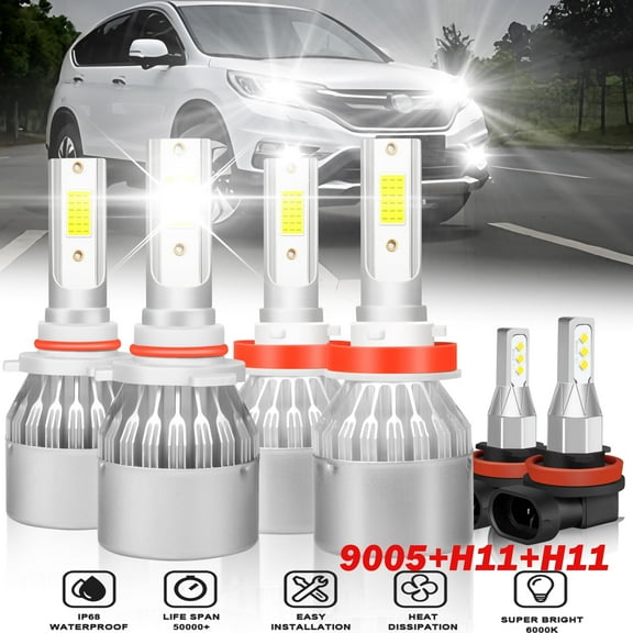 For Honda CR-V CRV 2015-2020 LED Headlight High Low Fog Light Bulbs 6000K Xenon White Pack of 6