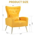 thumbnail image 2 of Tufted Upholstered Velvet Armchair for Living room, Bedroom,Yellow (Set of 2), 2 of 4