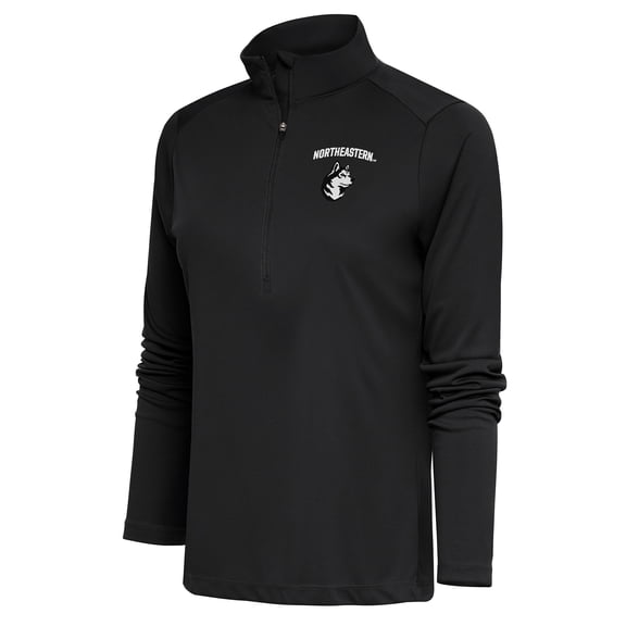 Women's Antigua Charcoal Northeastern Huskies Tribute Half-Zip Pullover Top