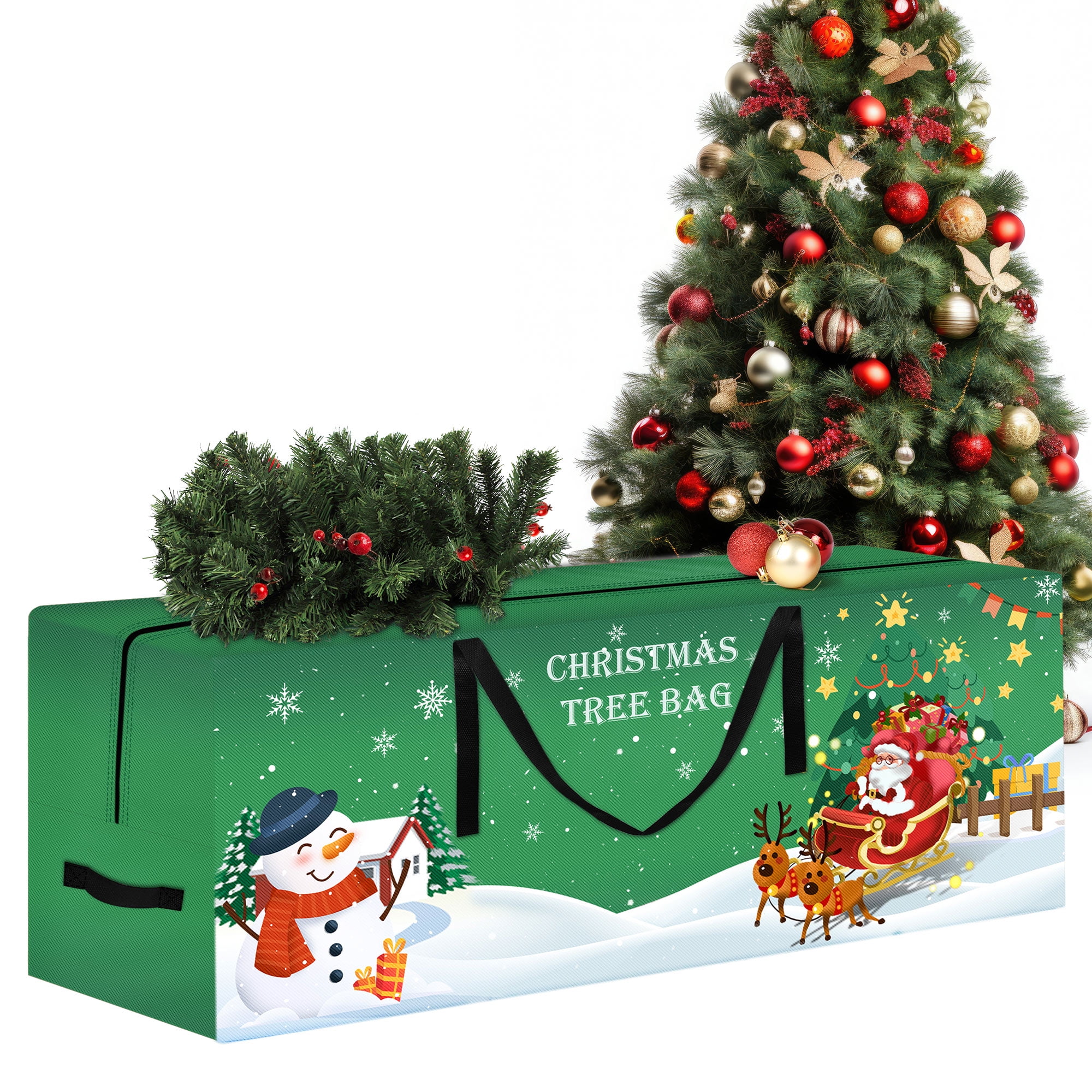 Christmas Tree Storage Bag 7.5 Ft Large Christmas Tree Bag with Reinforced Handles & Dual Zippers Wide Opening, Heavy Duty Oxford Fabric Xmas Ornament Storage Box Protects From Moisture, Dust