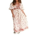thumbnail image 1 of Robe de Fête Florale pour Femmes avec Manches Courtes et Col en V Profond, 1 of 9