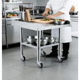 thumbnail image 2 of Stainless Steel Work Table,Commercial Food Prep Worktable with  3-Sided Backsplash&Height-Adjustable Shelf,Heavy Duty Portable Prep Worktable with 4 Wheels for Restaurant Home Hotel, 2 of 8